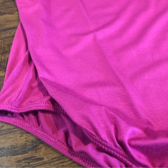 Boutique Ee:some Stretchy Pink Ruffle Bodysuit Size Large New - Picture 5 of 10